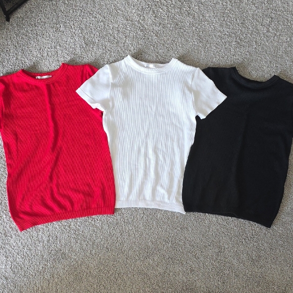 Soho Lady Tops - 👕 SOHO Lady Classic Ribbed Tee Bundle – 3-Pack (Red, White & Black) | Size L/XL